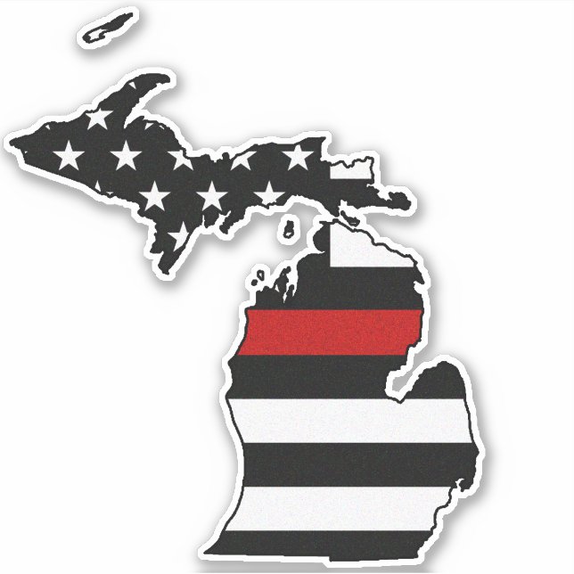 Thin Red Line Flag Michigan Aufkleber (Vorderseite)