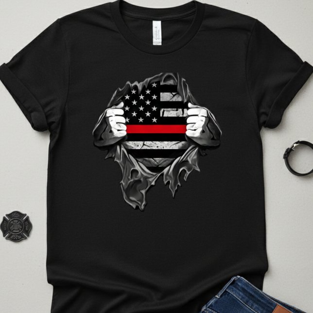 Thin Red Line Flag "Superheld" Feuerwehrmann T-Shirt (Von Creator hochgeladen)