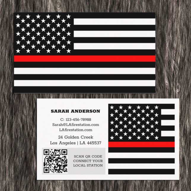 Thin Red Line Flag, USA Fireman / Personalisiert Visitenkarte (Von Creator hochgeladen)