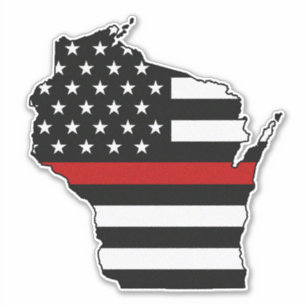 Thin Red Line Flag Wisconsin Aufkleber