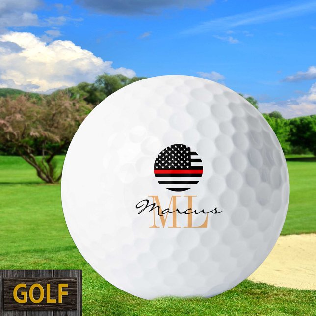 Thin Red Line & Golf USA Mit Monogramm Feuerwehrma Golfball (Von Creator hochgeladen)