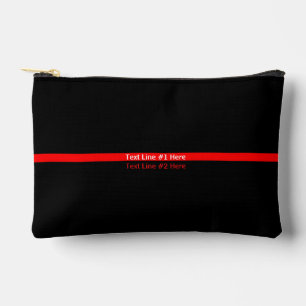 Thin Red Line Grafik mit Text auf einem Zubehörtasche