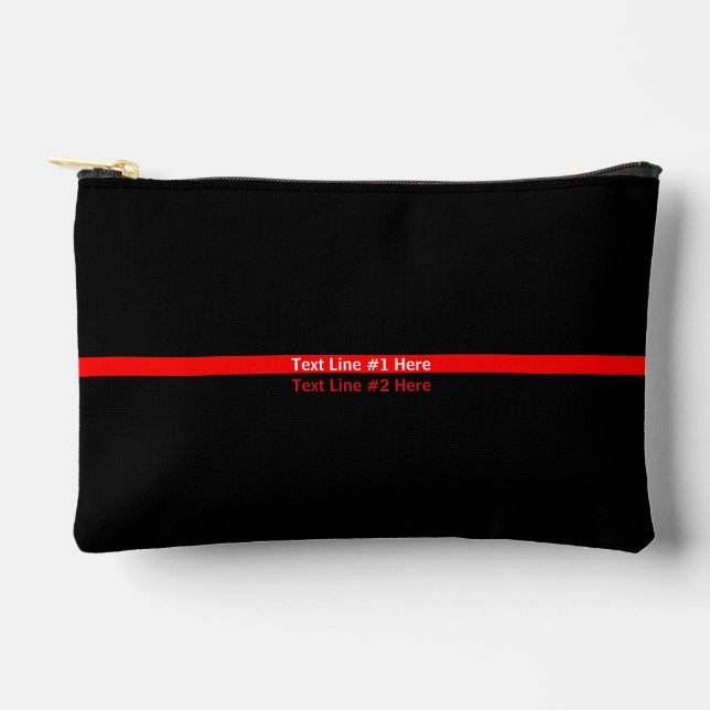 Thin Red Line Grafik mit Text auf einem Zubehörtasche (Vorderseite)