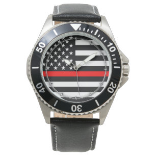 Thin Red Line Graphic Wir haben US American Flag Armbanduhr