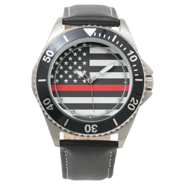 Thin Red Line Graphic Wir haben US American Flag Armbanduhr (Vorderseite)