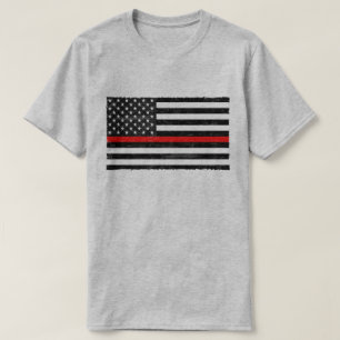Thin Red Line Grungy American Flag T-Shirt