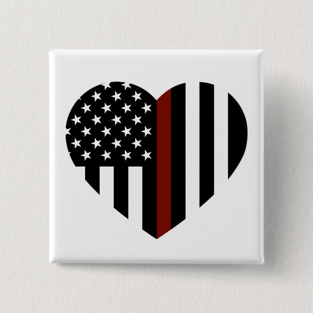 Thin Red Line Heart geformt American Flag Button (Vorderseite)