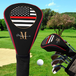 Thin Red Line Mit Monogramm & Golf USA Flagge Golf Headcover