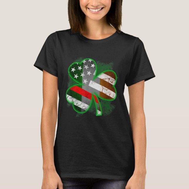 Thin Red Line St Patricks Day Honorar Feuerwehrman T-Shirt (Vorderseite)