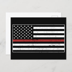 Thin Red Line USA Flag Feuerwehrmann Postkarte