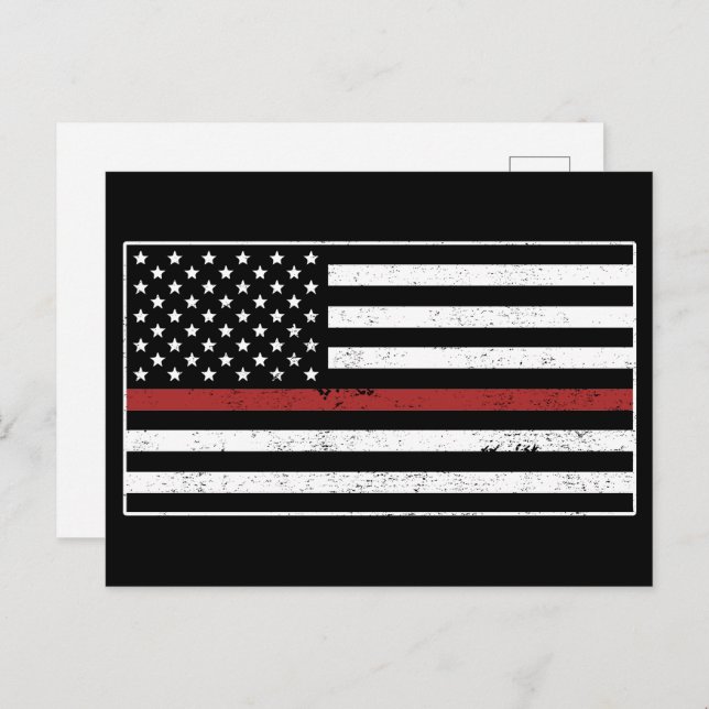 Thin Red Line USA Flag Feuerwehrmann Postkarte (Vorne/Hinten)