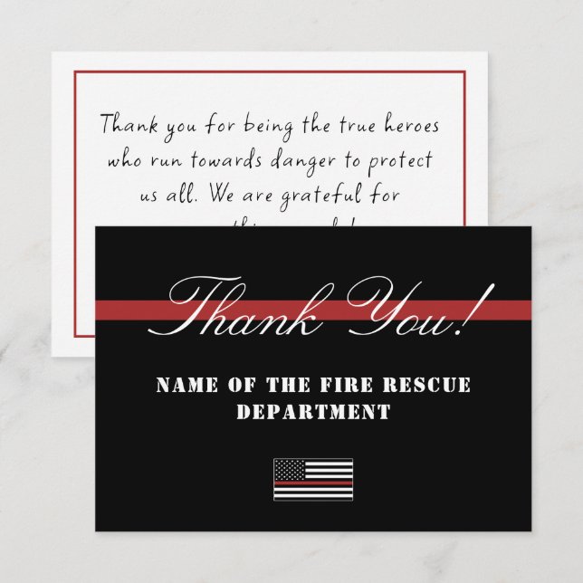 Thin Red Line USA Flag Firefighter Aufwertung Dankeskarte (Vorne/Hinten)