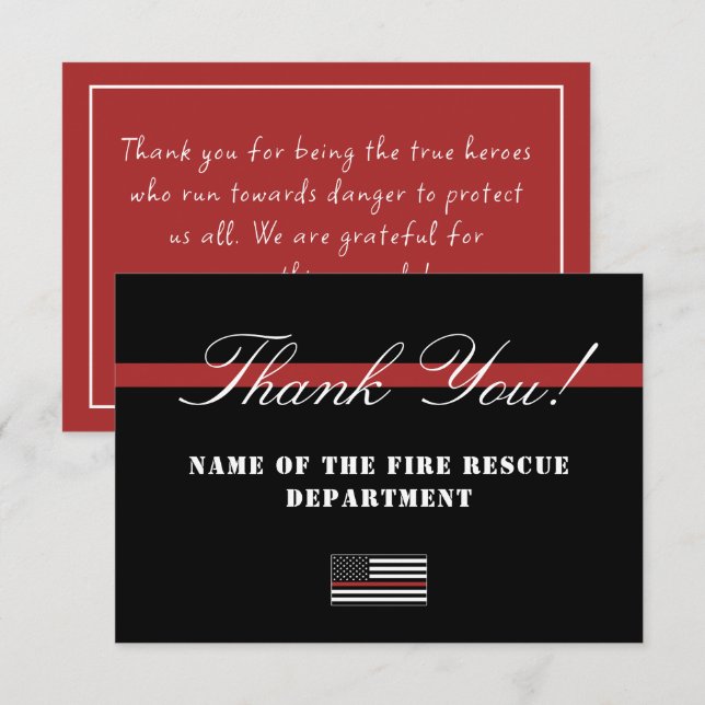 Thin Red Line USA Flag Firefighter Aufwertung Dankeskarte (Vorne/Hinten)
