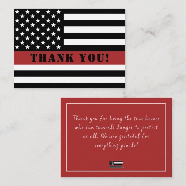 Thin Red Line USA Flag Firefighter Aufwertung Mitteilungskarte (Vorne/Hinten)