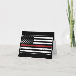 Thin Red Line USA Flag Firefighter Fire Department Dankeskarte