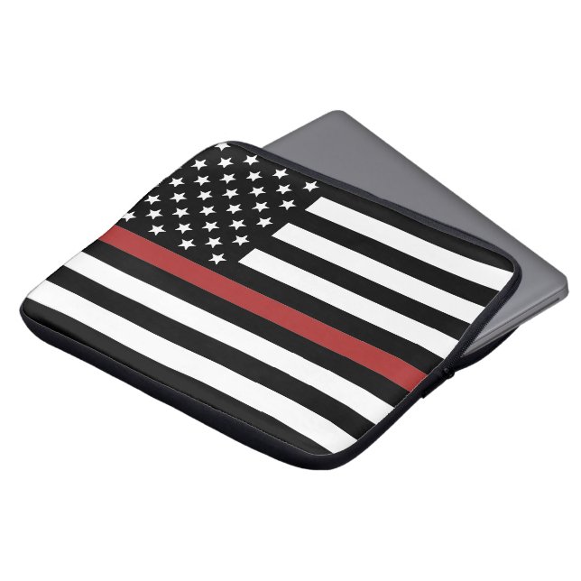Thin Red Line USA Flag Firefighter Fire Department Laptopschutzhülle (Vorne Oben)