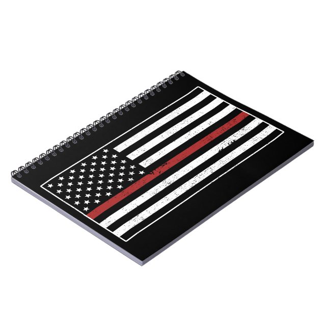 Thin Red Line USA Flag Firefighter Fire Department Notizblock (Linke Seite)