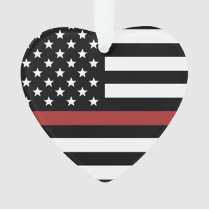 Thin Red Line USA Flag Firefighter Fire Department Ornament