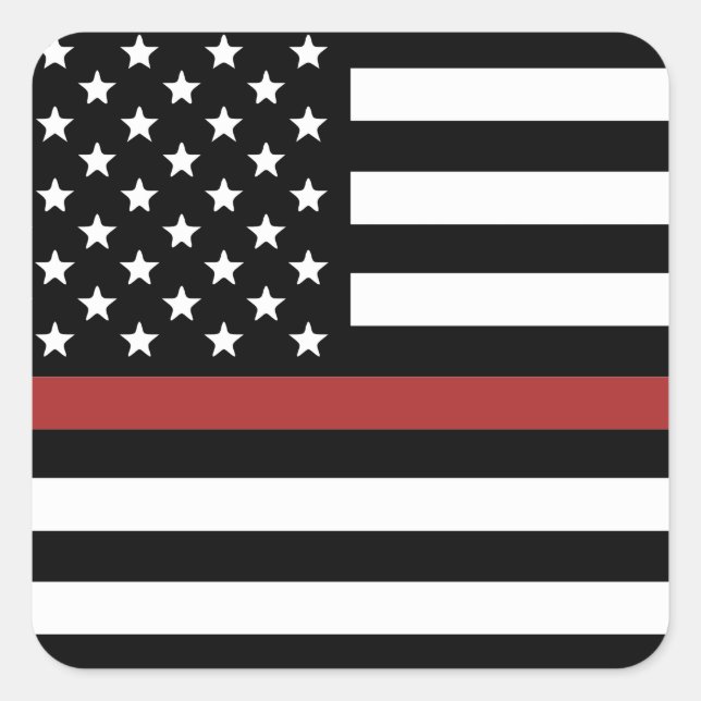 Thin Red Line USA Flag Firefighter Fire Department Quadratischer Aufkleber (Vorderseite)