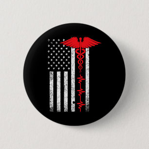 Thin Red Line Usa Flag Nurse Button