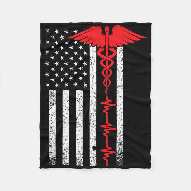 Thin Red Line Usa Flag Nurse Fleecedecke (Vorderseite)