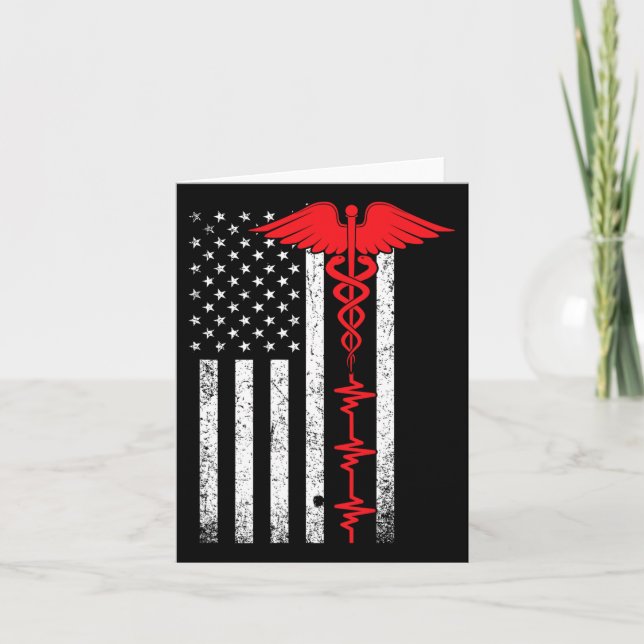 Thin Red Line Usa Flag Nurse Karte (Vorderseite)