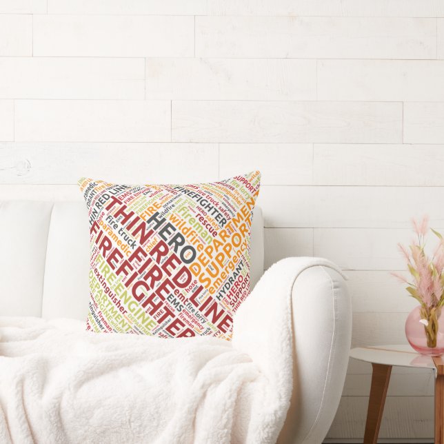 Thin Red Line Word Cloud Throw Kissen (Liege)