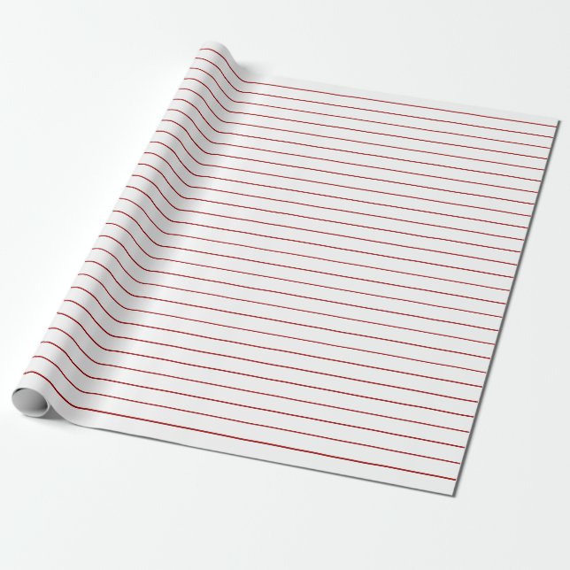 Thin Red Strips auf weißem Party oder Weihnachten Geschenkpapier (Ungerollt)