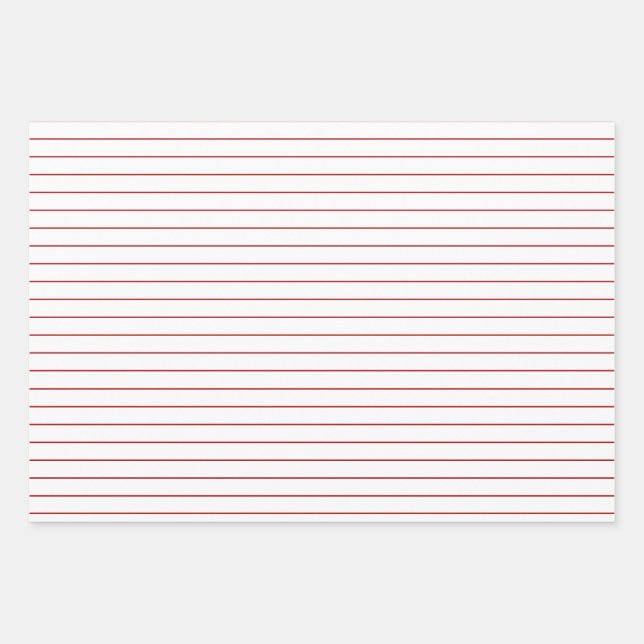 Thin Red Strips auf weißem Party oder Weihnachten Geschenkpapier Set (Vorderseite)