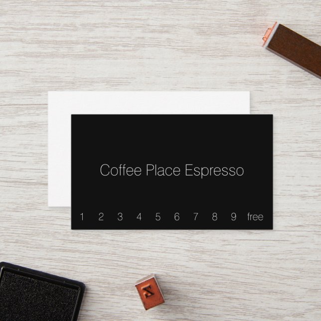 Thin Simple Dark Loyalty Coffee Punch Card Treuekarte (Vorderseite/Rückseite Beispiel)