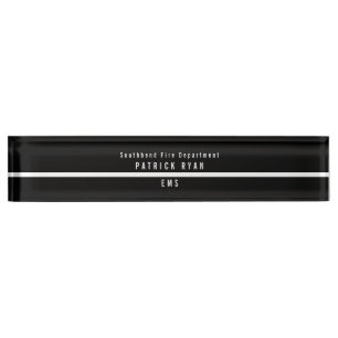 Thin White Line EMS Modernes Monogramm Namensplakette