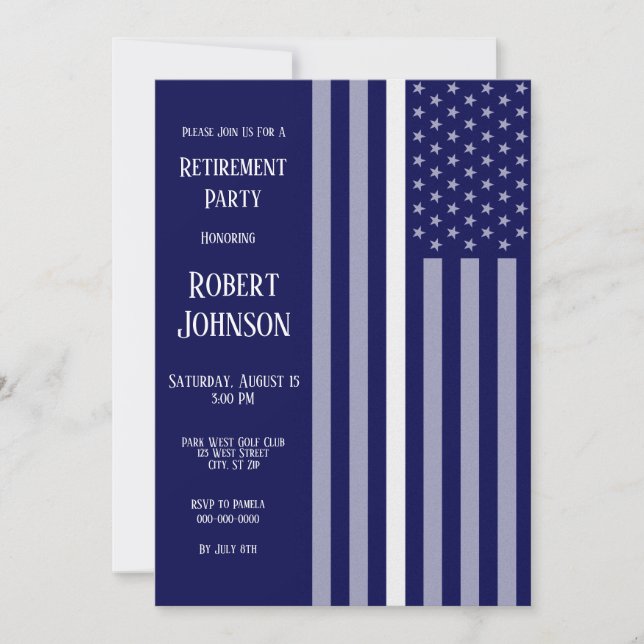 Thin White Line Retirement Einladung (Vorderseite)