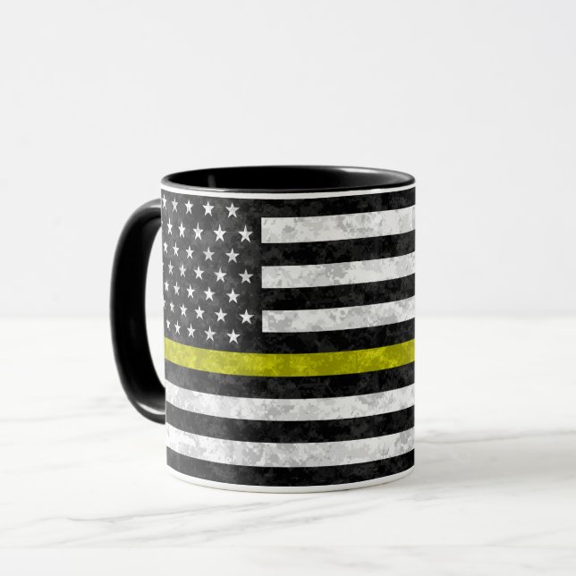 Thin Yellow Line Camouflage Tasse (Vorderseite Links)