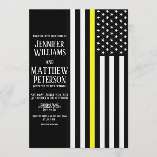 Thin Yellow Line Dispatcher Flag Hochzeit Einladung