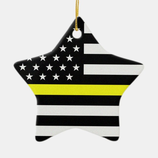 Thin Yellow Line-Flag Keramik Ornament (Vorne)