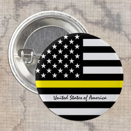 Thin Yellow Line Flag, USA Dispatchers / Services Button