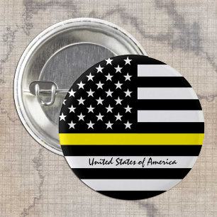 Thin Yellow Line Flag, USA Dispatchers / Services Button