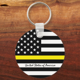 Thin Yellow Line Flag, USA Dispatchers / Services Schlüsselanhänger