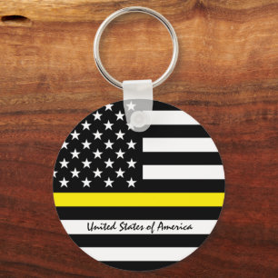 Thin Yellow Line Flag, USA Dispatchers / Services Schlüsselanhänger