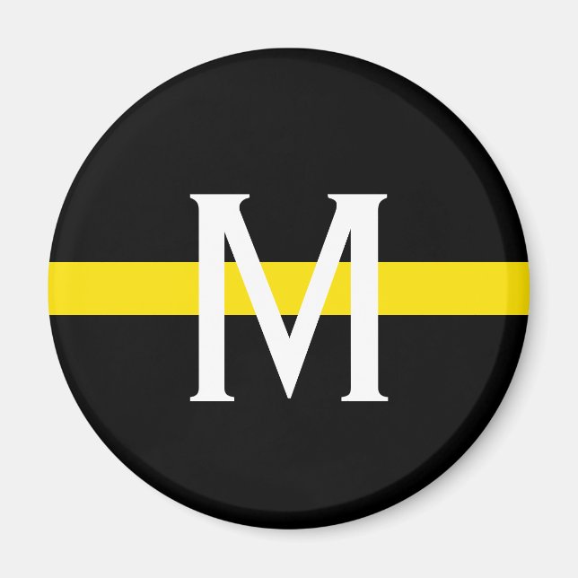 Thin Yellow Line Monogramm verwerfen Magnet (Vorne)
