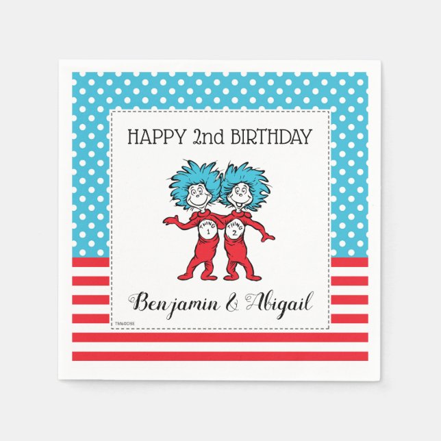 Thing One Thing Two | Zwillinge Geburtstag Serviette (Vorderseite)