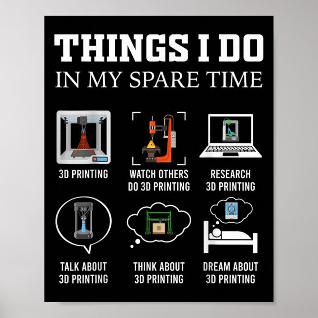 Things I Do In My Spare Time 3d Printing Funny 3d  Poster (Vorne)