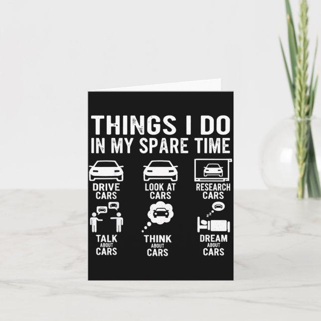 Things I Do In My Spare Time Funny Car Enthusiast  Karte (Vorderseite)