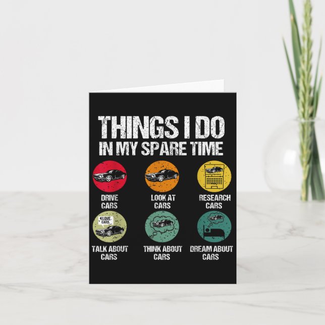 Things I Do In My Spare Time Funny Car Guy Car Ent Karte (Vorderseite)