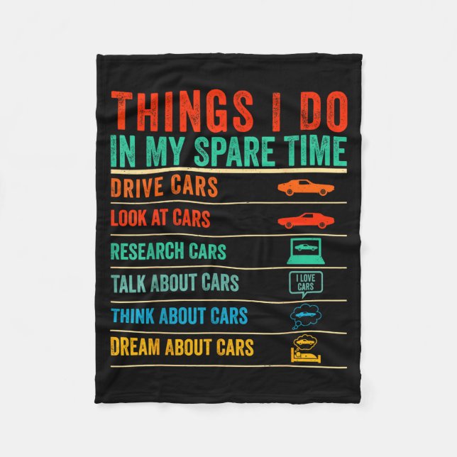 Things I Do In My Spare Time Funny Car Lovers  Fleecedecke (Vorderseite)