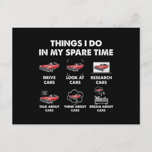 Things I Do In My Spare Time Funny Classic Cars Postkarte