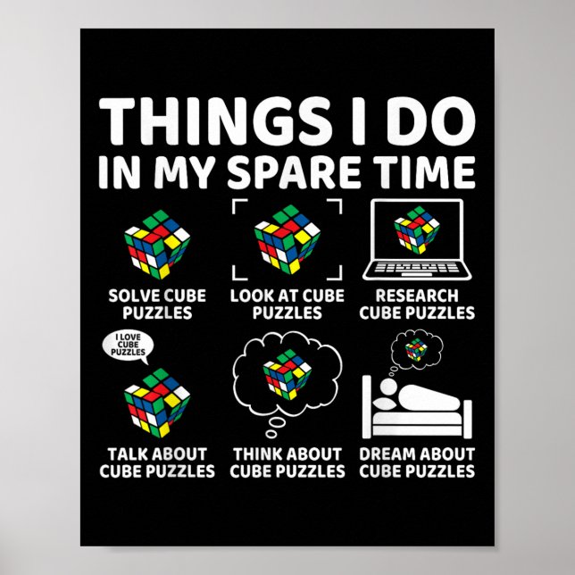 Things I Do In My Spare Time Funny Cube Puzzle Spe Poster (Vorne)