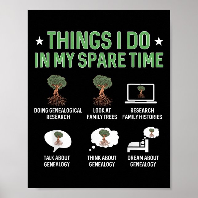 Things I Do In My Spare Time Genealogy Ancestry Ge Poster (Vorne)