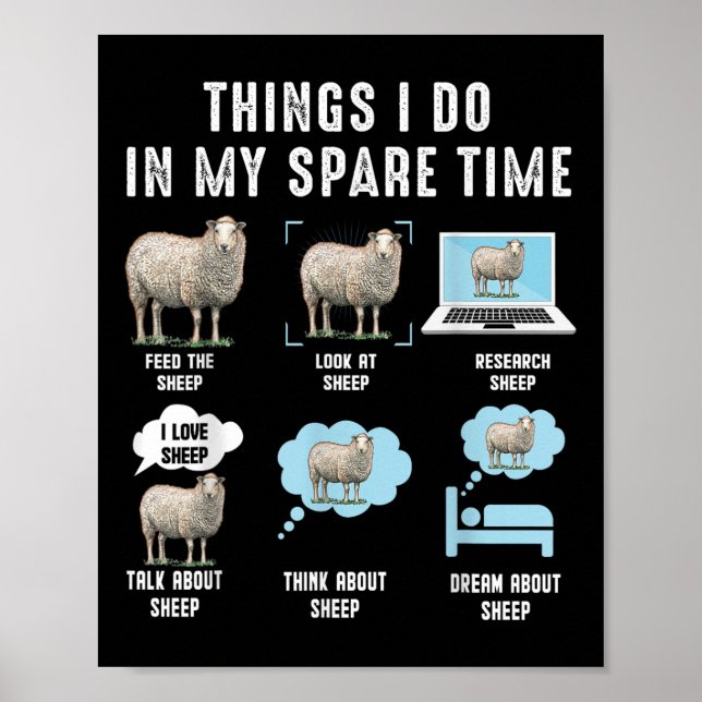 Things I Do In My Spare Time Sheeps Funny Sheep  Poster (Vorne)