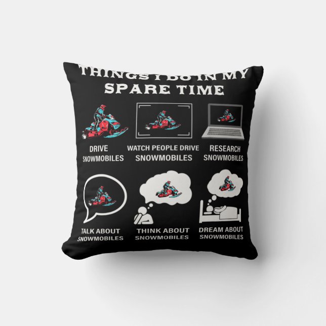 Things I Do In My Spare Time Snowmobiling Kissen (Vorderseite)